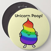 Unicorn Poop Funny Button Rainbow Poop Cute Joke (Voorkant /achterkant)