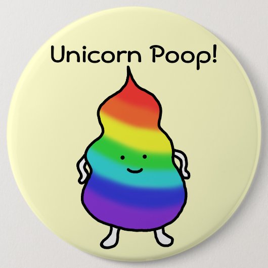 Unicorn Poop Funny Button Rainbow Poop Cute Joke (Voorkant)