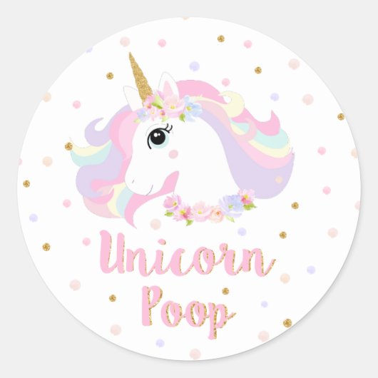 Unicorn Poop Sticker Verjaardagsfeestje Favor Labe (Voorkant)