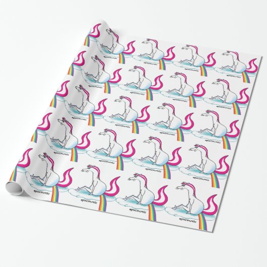 Unicorn pooping Rainbow - Einhorn pubst Regenbogen Cadeaupapier (Uitgerold)