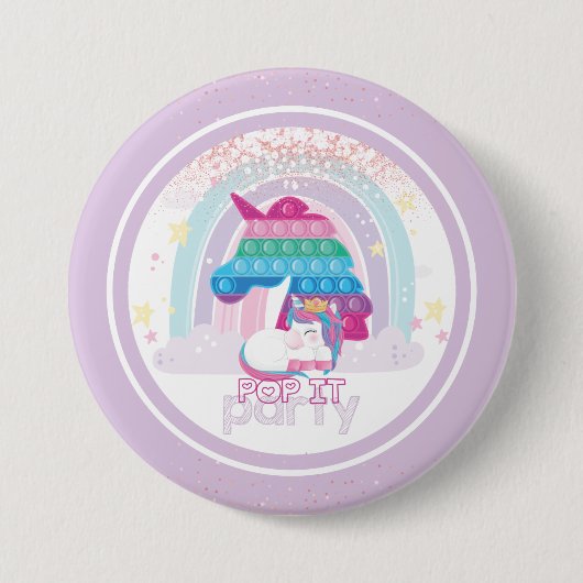 Unicorn Pop Birthday Ronde Button 7,6 Cm (Voorkant)
