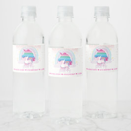 Unicorn Pop It Girl Birthday Party - Gepersonalise Waterfles Etiket
