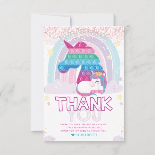 Unicorn Pop IT Verjaardagsfoto Bedankkaart (Voorkant)