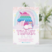 Unicorn Pop IT Verjaardagsfoto Bedankkaart (Staand voorkant)