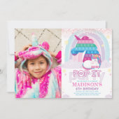 Unicorn Pop The Birthday Photo Party Invitation Kaart (Voorkant)