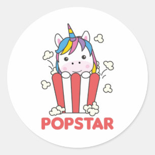 Unicorn Popcorn Whats Poppin Funny PopStar Ronde Sticker