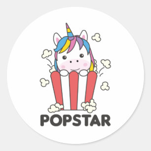 Unicorn Popcorn Whats Poppin Funny PopStar Ronde Sticker