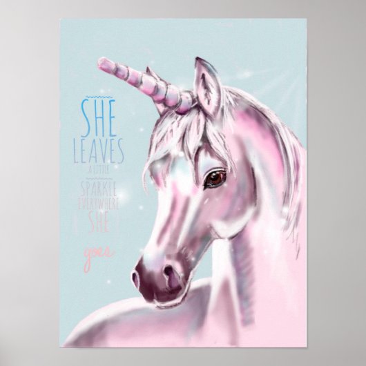 Unicorn Poster met Sparkle en Citaat (Voorkant)
