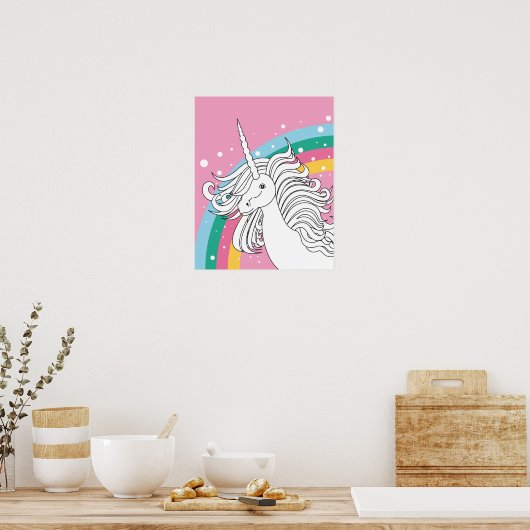UNICORN POSTER PINK (Keuken)