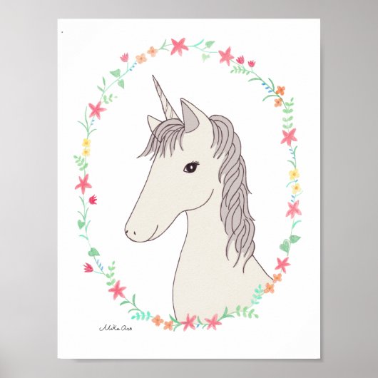 Unicorn Poster Unicorn Print Children's Room Decor (Voorkant)