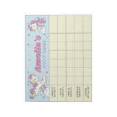 Unicorn Potty Chart Persoonlijke Naam & Taken Notitieblok (Linkerzijde)
