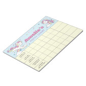 Unicorn Potty Chart Persoonlijke Naam & Taken Notitieblok (Schuin)