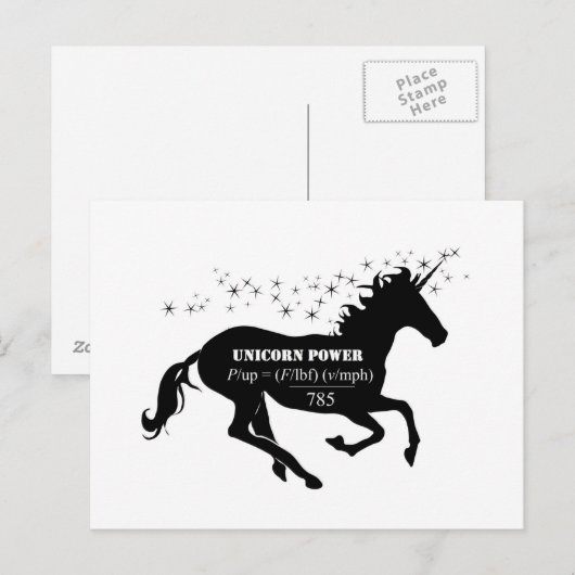 Unicorn Power Fake Wiskunde Formule Funny Briefkaart (Voorkant / Achterkant)
