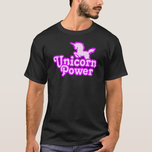 Unicorn Power Mannen Basic Dark T-Shirt (Voorkant)