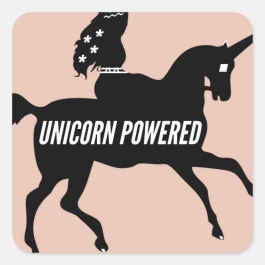 UNICORN POWERED! VIERKANTE STICKER (Voorkant)