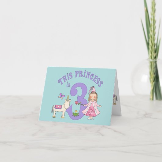 Unicorn Princess 3e verjaardag invulling uitnodigi (Voorkant)