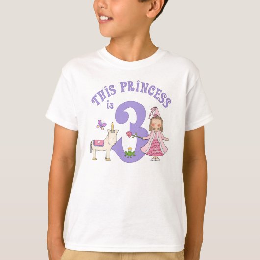 Unicorn Princess 3rd Birthday T-shirt (Voorkant)