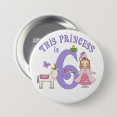 Unicorn Princess 6th Birthday Ronde Button 7,6 Cm (Voorkant /achterkant)