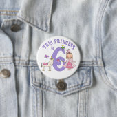 Unicorn Princess 6th Birthday Ronde Button 7,6 Cm (In situ)