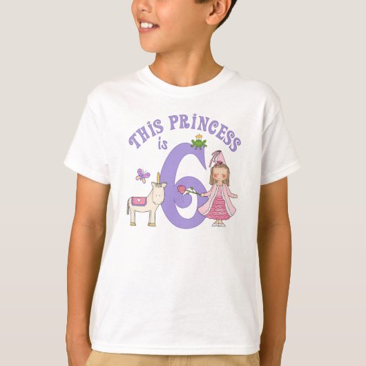 Unicorn Princess 6th Birthday T-shirt (Voorkant)