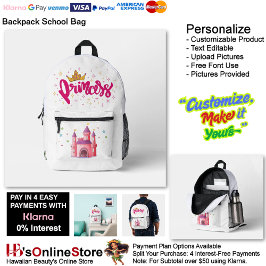 Unicorn Princess Castle Fantasy School Supplies 3 Bedrukte Rugzak