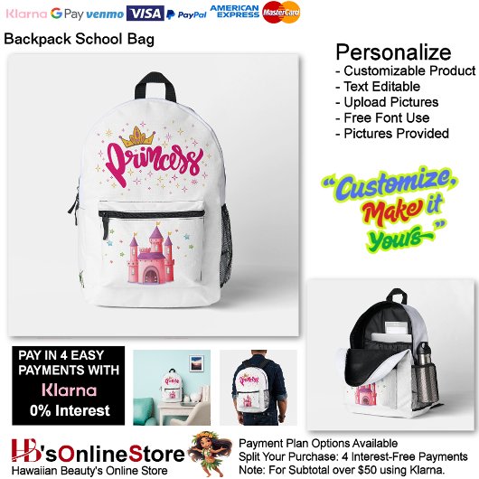 Unicorn Princess Castle Fantasy School Supplies 3 Bedrukte Rugzak