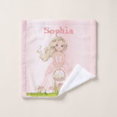 Unicorn Princess Castle Pink Blue Bad Handdoek (Wasdoekje)