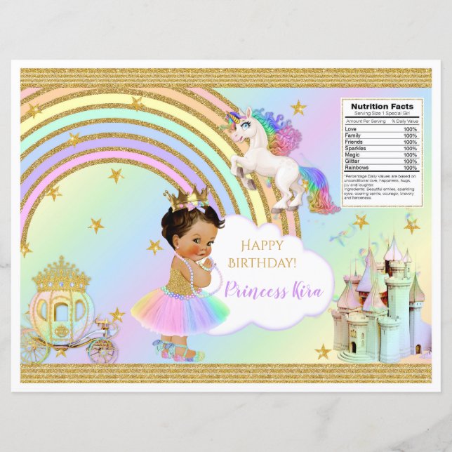 Unicorn Princess Castle Rainbow Baby Girl Chip (Voorkant)