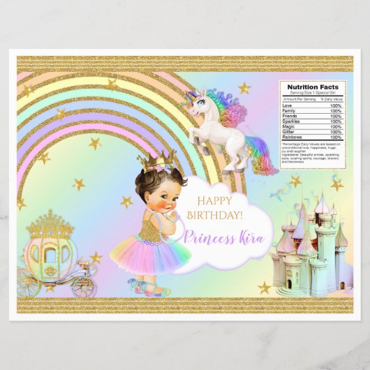 Unicorn Princess Castle Rainbow Baby Girl Chip Flyer (Voorkant)