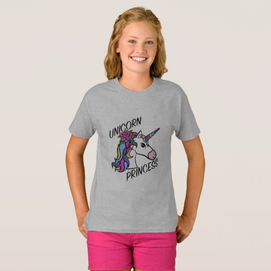 Unicorn Princess Design - Girls' Basic T-Shirt (Voorkant volledig)