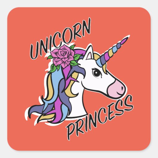 Unicorn Princess Design - Square Stickers (Voorkant)