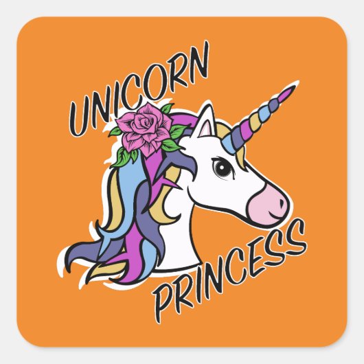 Unicorn Princess Design - Square Stickers (Voorkant)