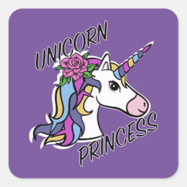 Unicorn Princess Design - Square Stickers