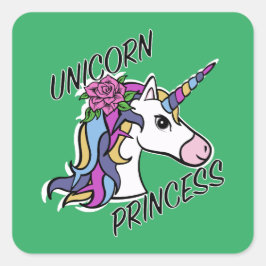 Unicorn Princess Design - Square Stickers