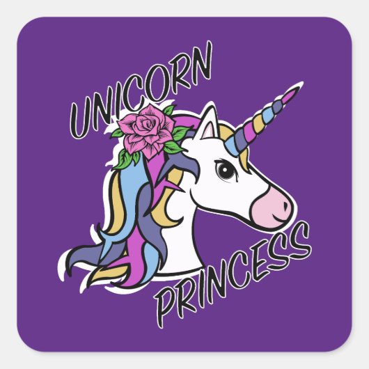 Unicorn Princess Design - Square Stickers (Voorkant)