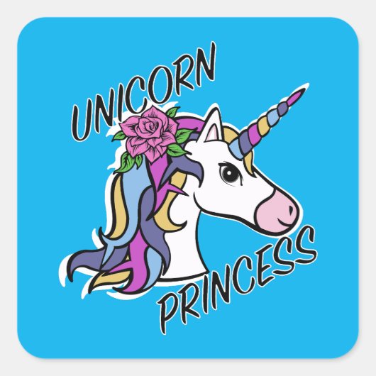 Unicorn Princess Design - Square Stickers (Voorkant)