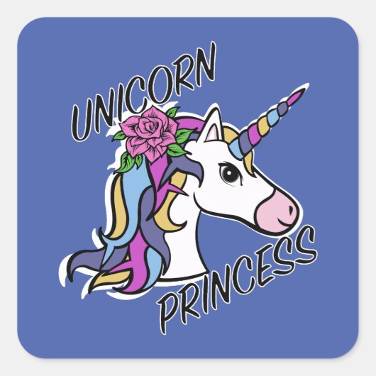 Unicorn Princess Design - Square Stickers (Voorkant)