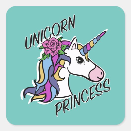 Unicorn Princess Design - Square Stickers (Voorkant)