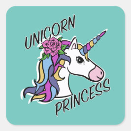 Unicorn Princess Design - Square Stickers