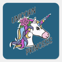 Unicorn Princess Design - Square Stickers
