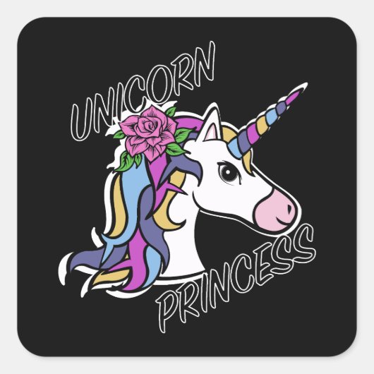 Unicorn Princess Design - Square Stickers (Voorkant)