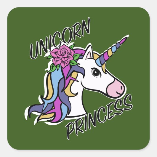 Unicorn Princess Design - Square Stickers (Voorkant)
