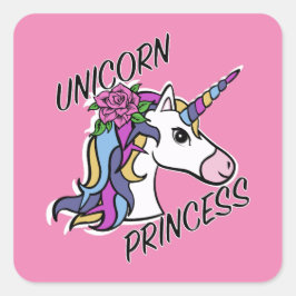 Unicorn Princess Design - Square Stickers