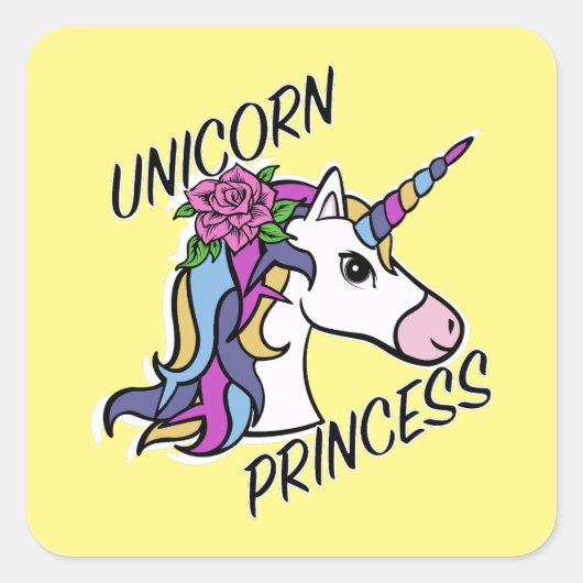 Unicorn Princess Design - Square Stickers (Voorkant)