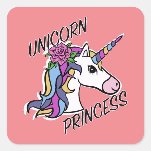 Unicorn Princess Design - Square Stickers (Voorkant)