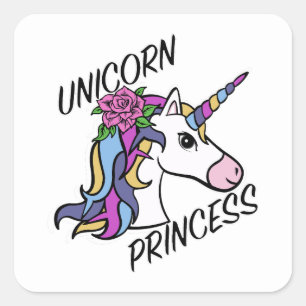 Unicorn Princess Design - Square Stickers