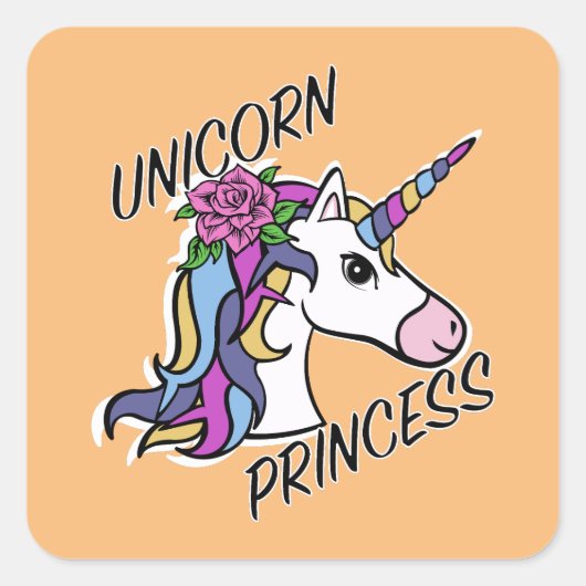Unicorn Princess Design - Square Stickers (Voorkant)