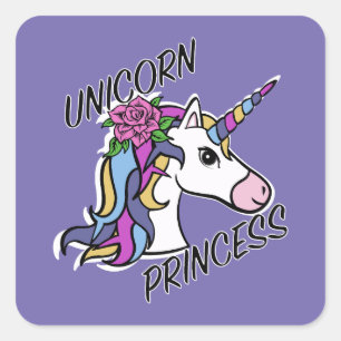 Unicorn Princess Design - Square Stickers