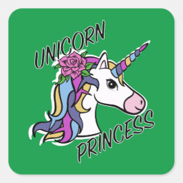 Unicorn Princess Design - Square Stickers