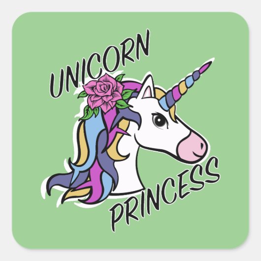 Unicorn Princess Design - Square Stickers (Voorkant)